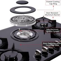 Gas Cooktop 30 Inch, Built-in Tempered Glass Gas Stovetop 5 High Efficiency Burners Gas Stove Top Propane/Natural Gas Convertible Gas Hob (Black) - Image 3