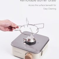 Mini Butane Camping Stove with Portable Bag, Indoor and Outdoor Cooking, for Emergency and Camp Essentials, 8205 BTU, 2hr Usage per Canister, Gas Not Included, White - Image 2
