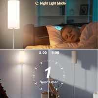 luckystyle LED Floor Lamp for Living Room, Dimmable Standing Lamps with Foot Switch,Remote Custom Color Temperature Silver Pole Lamp with Lampshade,12W Led Bulb Tall Lamps for Bedroom Office Kid Room - Image 5