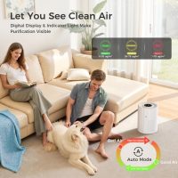 Air Purifiers For Bedroom And Home 1095 Sq. Ft True H13 HEPA Pet Air Purifier For Dorm Room With Air Quality Display 360° Air Intake & Outlet For Bedroom Office, DH-JHD07(White) - Image 2