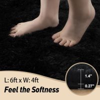 Black Rugs for Living Room, 4x6 Feet Large Fluffy Area Rugs for Bedroom, Soft Carpet Shag Kids Rug with 4 Non-Slip Rug Pads(4ft x 6ft, Black) - Image 3