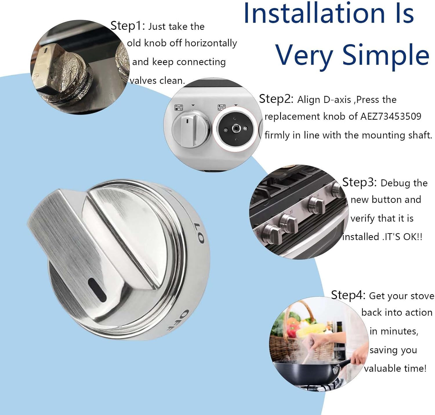 AEZ73453509 Stove Knobs Replacements Compatible with lg Gas Range Oven Stove LRG3085ST LRG3095ST LRG3081ST LRG3091ST LRG3093ST,AEZ72909008 AP5669773 Knobs Compatible with lg Stove,3-Year Support - Image 5
