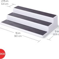Copco 3-Tier Non-Skid Spice Rack Organizer for Kitchen Cabinet or Pantry, 15-Inch Tiered Shelf, White/Gray, Slip-Resistant Design for Jars and Bottles - Image 2