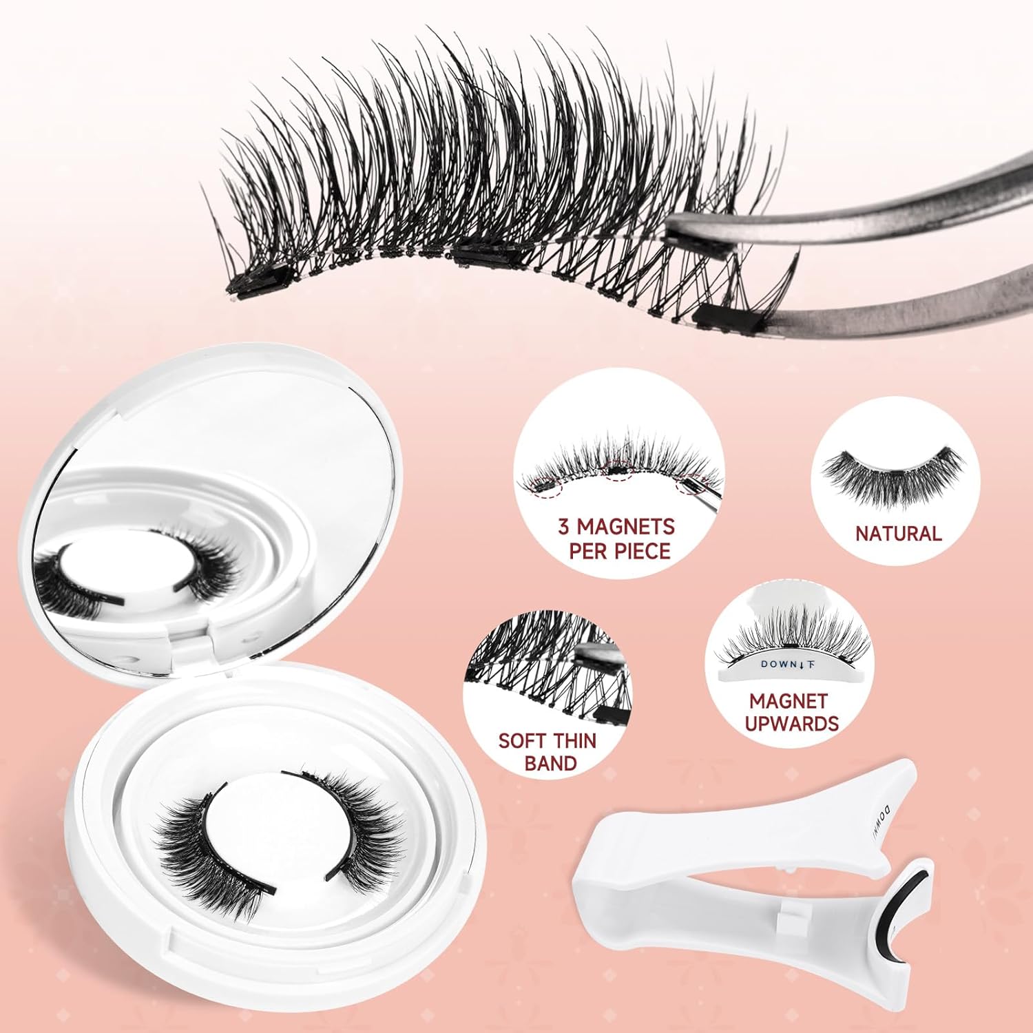 Higu clace Magnetic Eyelashes with Applicator Soft Magnetic Lashes Natural Look Wispy Magnet Lashes Easy to Wear and Remove (DJCX-A02) - Image 2