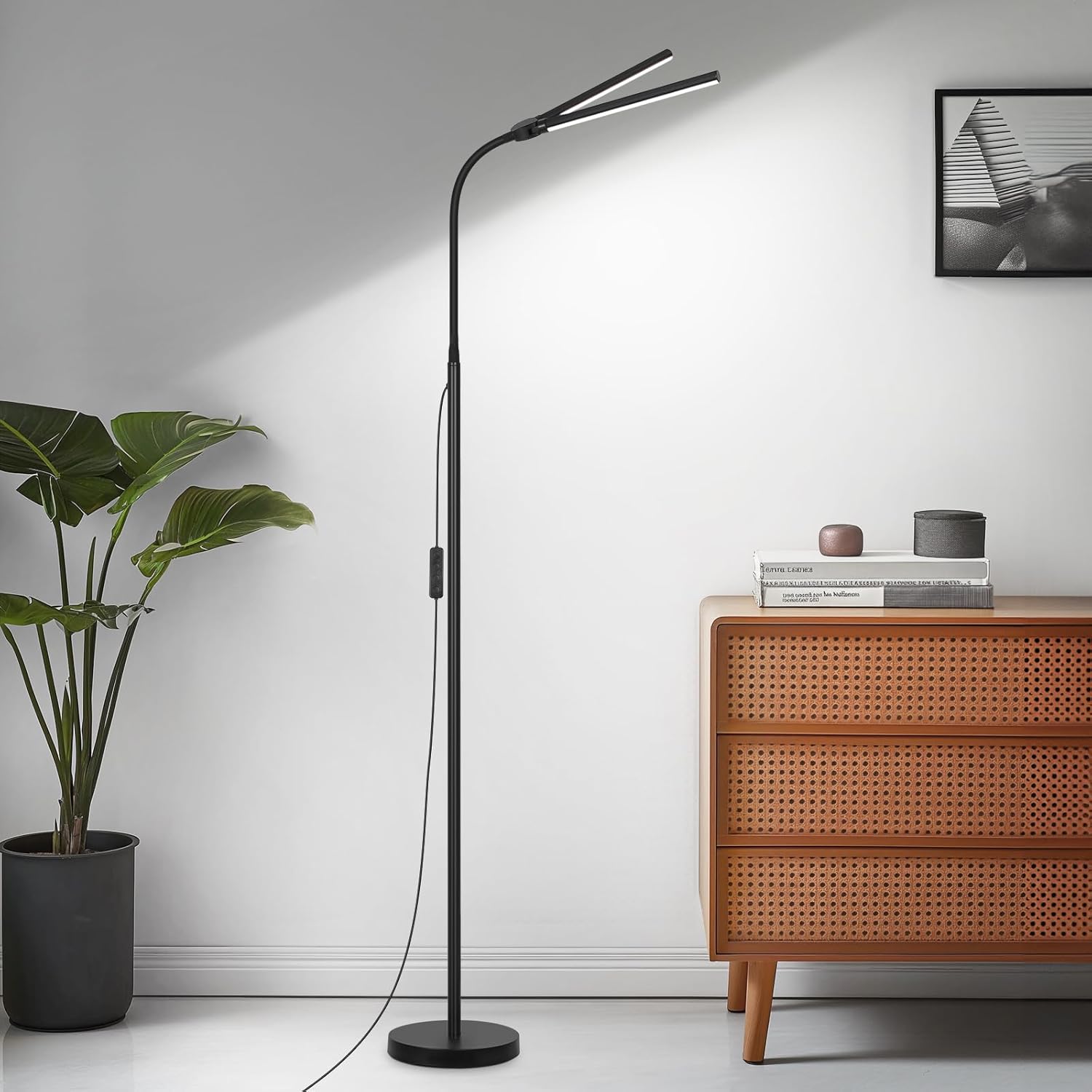 LED Floor Lamp, 15W/1800LM Bright Reading Floor Lamp for Office with Double Head, Adjustable Gooseneck Dimmable Modern Standing Light for Lash Extension Craft, Eye Caring Floor Lamps for Living Room - Image 7
