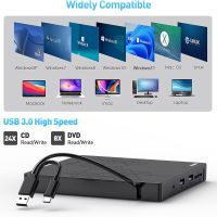 External DVD Drive, CD Drive USB 3.0 Typle C CD/DVD ROM +/-RW Adapter with USB Port DVD Burner for Laptop PC Desktop Computer, Optical Disk Drive CD Player Compatible with Mac Windows Linux - Image 5