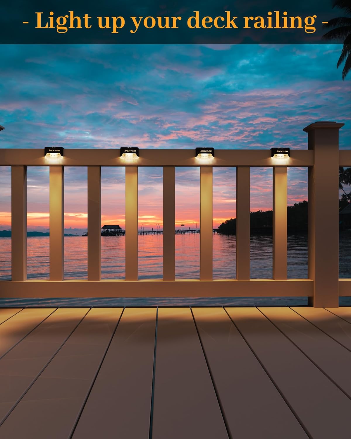 JACKYLED 16 Pack, Step Lights Waterproof LED Solar Power Outdoor Fence Light for Deck Stair Railing, Outside Lighting for Wall Garden Backyard Patio Balcony Decor - Image 7