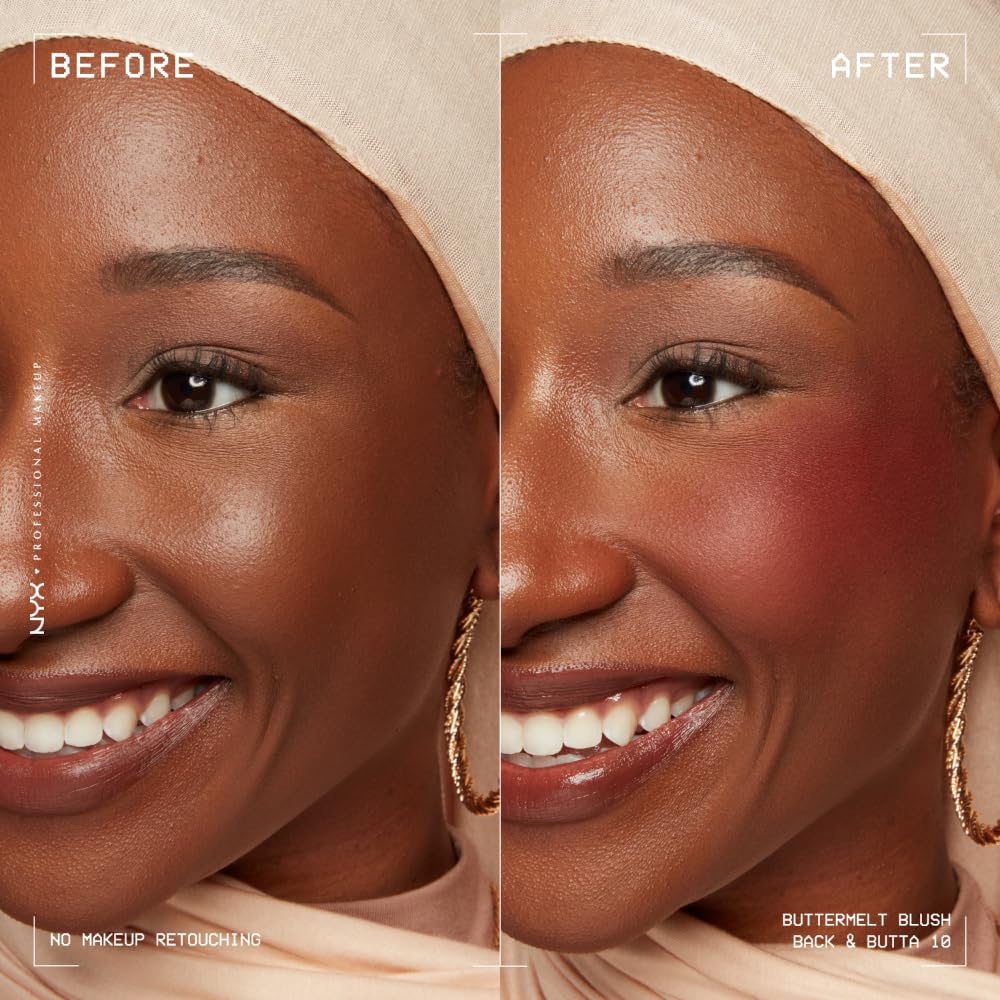 NYX PROFESSIONAL MAKEUP Buttermelt Powder Blush, Fade and Transfer-Resistant Blush, Up to 12HR Make Up Wear, Vegan Formula - Back And Butta - Image 3
