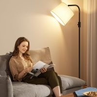 Ambimall 𝐅𝐮𝐥𝐥𝐲 𝐃𝐢𝐦𝐦𝐚𝐛𝐥𝐞 Floor Lamp - Floor Lamps 9W 𝐋𝐄𝐃 Light Bulb Included, Standing Lamps for Living Room with Adjust Head, Modern Standing Tall Light Rotary Switch for Office - Image 6