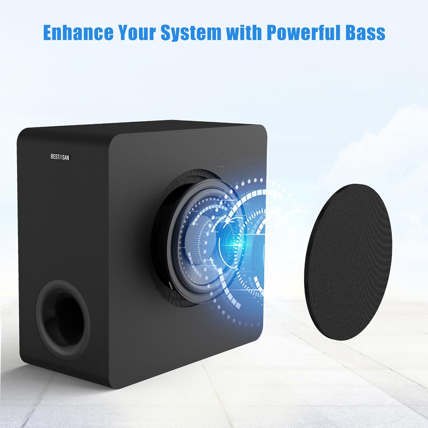 BESTISAN Powered Subwoofer, 6.5'' Side Firing Home Audio Sub, Deep Bass Response Subwoofers, Easy Setup with Home Theater Systems, TV, Speakers, RCA, LFE, AUX Input, High-Level Speaker Input & Output - Image 6