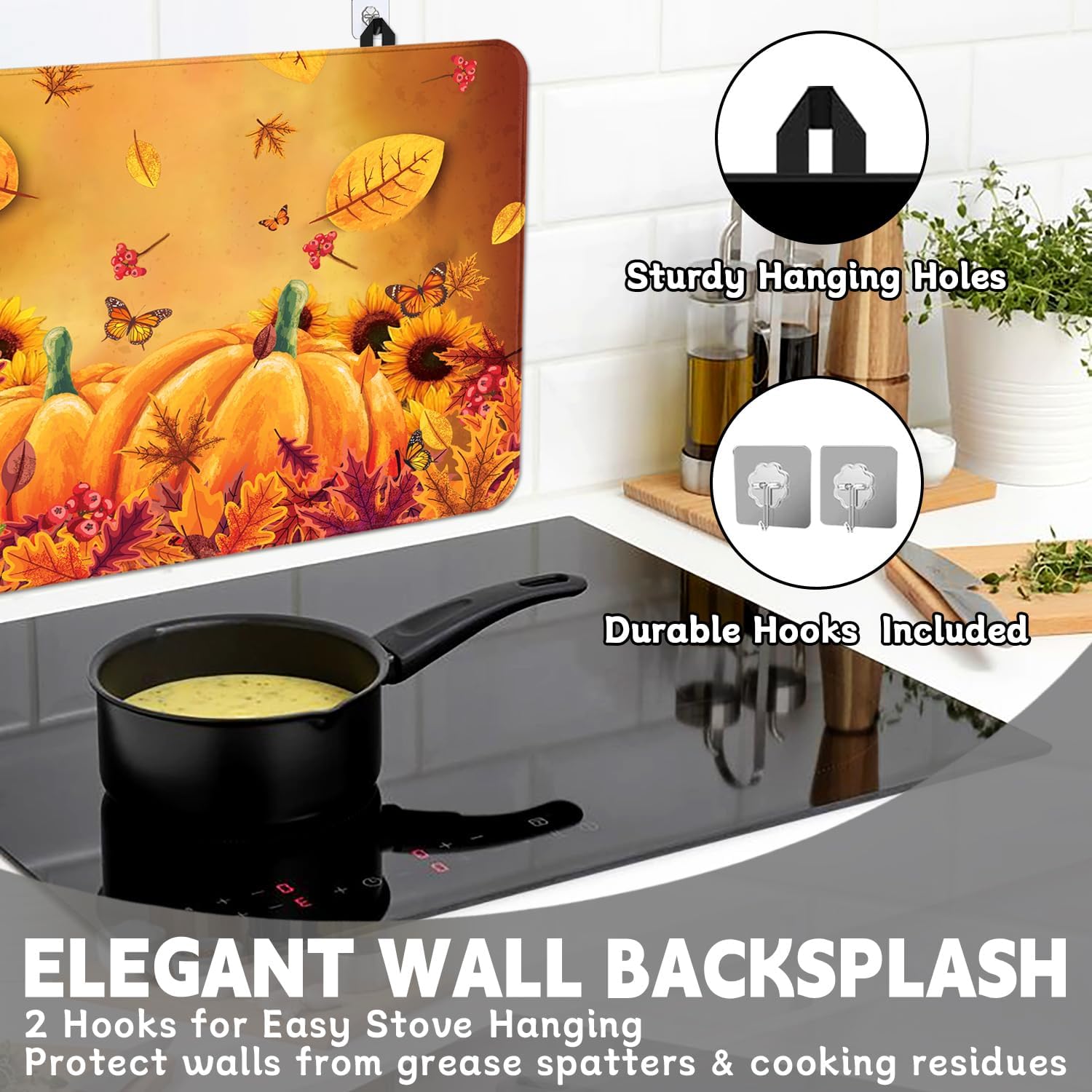 Fall Stove Top Cover for Electric Stove 28 "x 20 ", Pumpkin Leaves Heat Resistant Glass Top Stove Cover Protector, Glass Cooktop Covers, Kitchen Flat Electric Stove Top Covers - Image 5