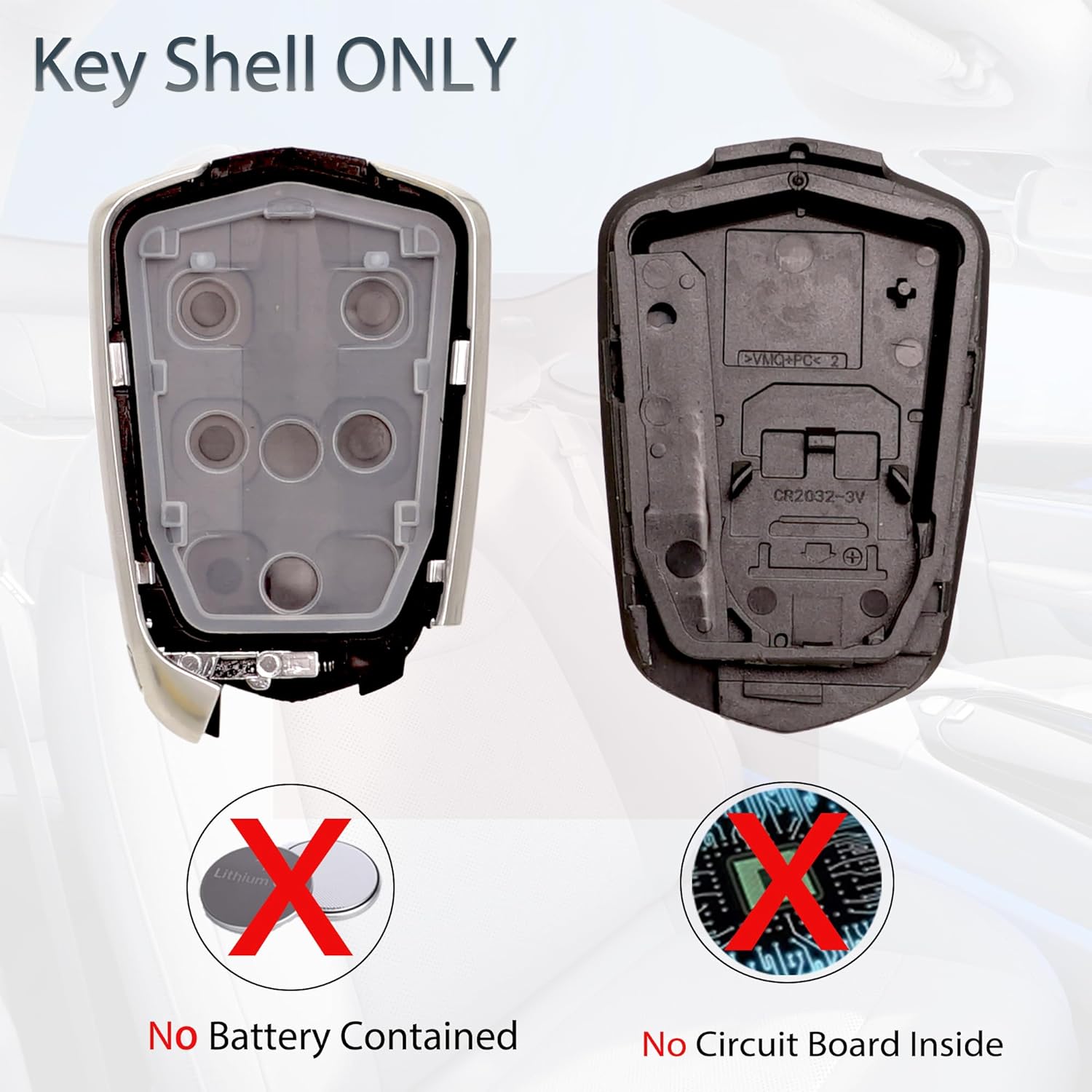 Key Fob Shell Case Replacement Fits for Cadillac ATS ATS-v CTS CT6 XTS XT5 XT4 XT6 SRX 2014 2015 2016 2017 2018 2019 2020 2021 Keyless Entry Remote Control 5btn Pad Cover - Image 2