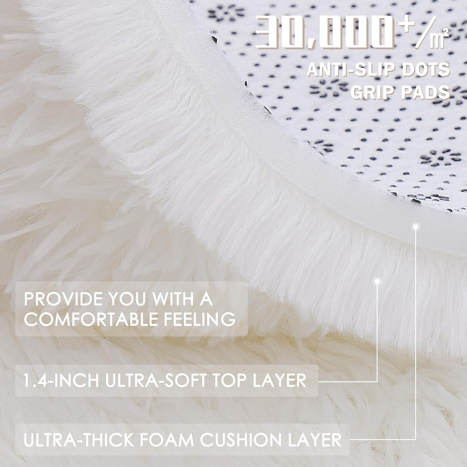 OLANLY Area Rugs for Living Room Bedroom, Machine Washable 4x5.9 ft Soft Fluffy Shaggy Bedside Rug, Indoor Floor Carpet for Kids Girls and Boys, Dorms, Nursery Rooms, Home Decor Aesthetic, Ivory - Image 7