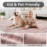 tchdio Pink Rug-5x7 Area Rugs for Living Room, Ultra Soft Washable Rugs for Bedroom Non Slip Nursery Rug, Kids Rug Playroom Carpet for Bedroom, Pink - Image 4