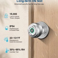 Fingerprint Door Lock, Smart Fingerprint Door Knob with Lock, Biometric Door Locks with App Control & Key, Keyless Thumbprint Entry Door Locks for Bedroom, Front Door, Home, Apartment-Silver - Image 3