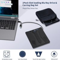 8 in 1 External Blu Ray Drive, Support 100G Disc USB 3.0 and Type-C Blu Ray Burner Portable Blu Ray DVD/CD/BD Player, 3D Optical Bluray Drive Compatible with Windows Macos for MacBook Laptop Desktop - Image 3