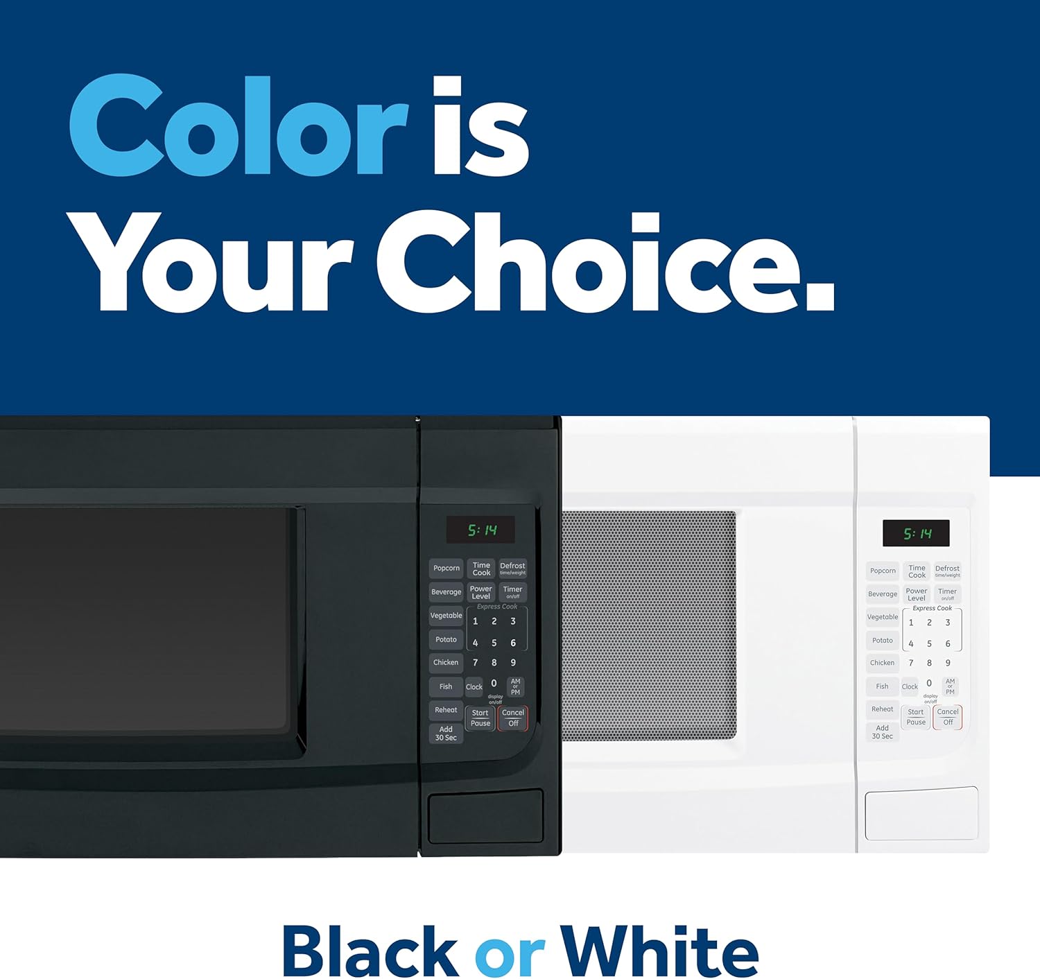GE GCST14S1WWW Microwave Oven,1,100-watt 7 Auto Cooking Settings, Child-Lock Technology, Kitchen Essentials for The Countertop, Dorm Room or Apartment, 1.4 Cu. Ft, White - Image 3