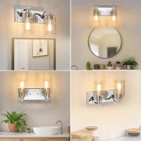 2-Light Bathroom Light Fixtures Modern Chrome Vanity Lights for Bathroom Lighting Fixtures Over Mirror with Clear Glass Shade for Cabinet Mirror Bedroom Hallway - Image 7