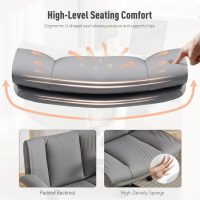 Criss Cross Chair with Flip-Up Armrests Leather, Cross Legged Office Chair on Wheels, Comfy Swivel Chair with Wide Seat for Home Office, Vanity, Accent, Ergonomic Desk Chair Adjustable, Grey - Image 4
