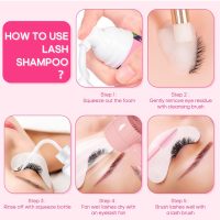 Buqikma Lash Cleaning Kit - Lash Shampoo Kit Eyelash Extension Cleanser for Extensions 60ML with Rechargeable Handheld Lash Fan Dryer Mascara Brush Rinse Bottle Makeup Cleansing Foam for Lash Care - Image 6