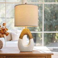 OYEARS Boho Table Lamps Bedroom Living Room Set 2 Small Farmhouse Rattan Table Lamp 19”Rustic Home Decoration Nightstand Bedside Lamp for Office Compatible with Smart Light Bulbs(Not Include Bulbs) - Image 8