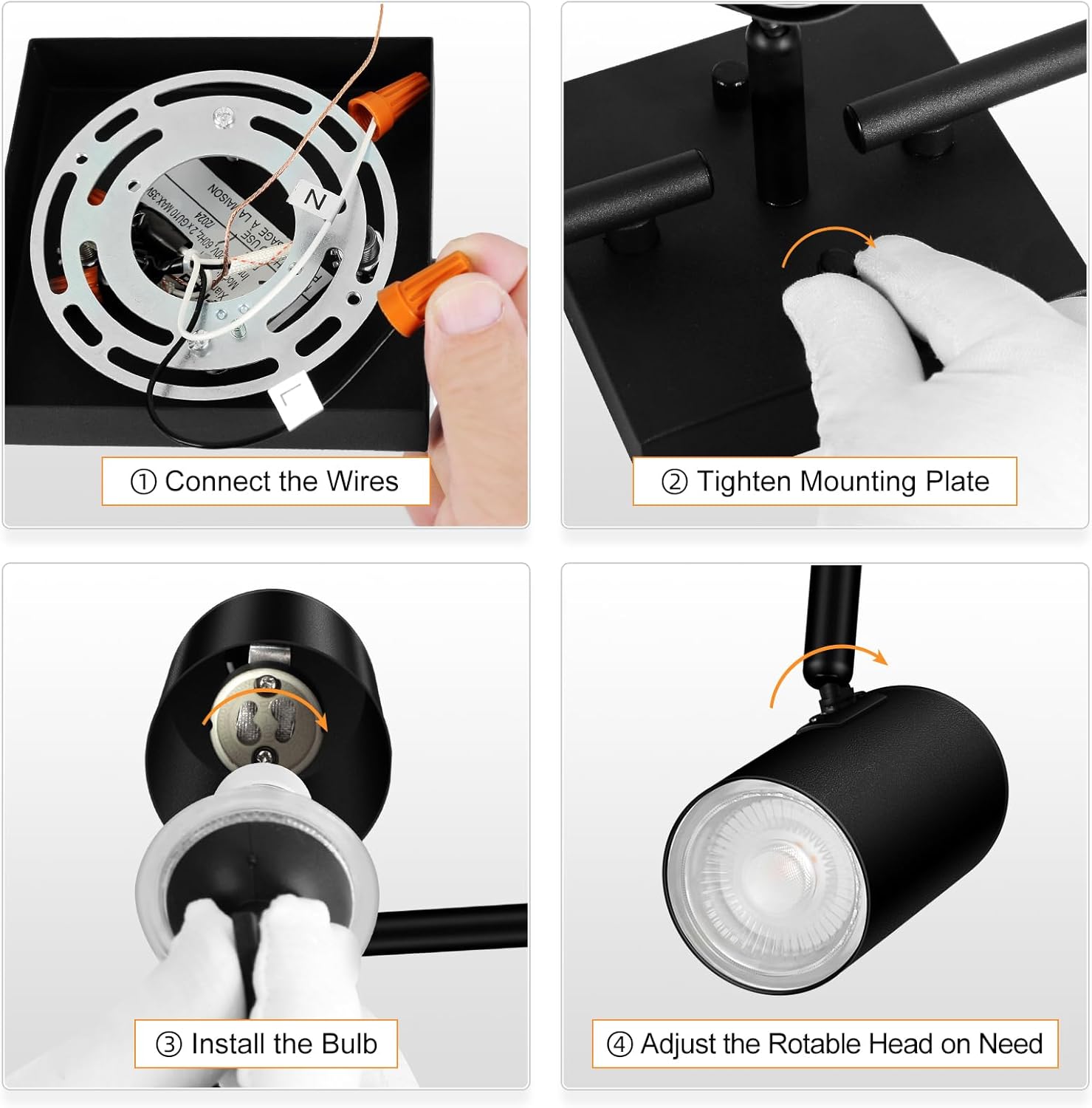 BoostArea Track Lighting Kit, Kitchen Lighting Fixtures Ceiling, 5 way Ceiling Spot Lights, Rotatable Light Heads, Modern Track Lighting Fixtures Ceiling for Bedroom/Living Room,GU10 Bulb Not Included - Image 8