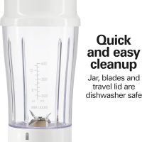 Hamilton Beach Portable Blender for Shakes and Smoothies, 14 Oz BPA Free Travel Cup & Lid, Durable Stainless Steel Blades, Personal Smoothie Blender, White ( 51101V) - Image 4