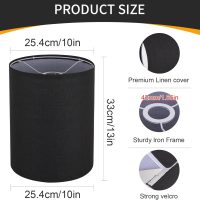 Black Linen Tall Drum Lampshade, 10" Top x 10" Bottom x 13" High Lamp Shade, Lamp Shade Replacement for Table and Floor Lamps, Pendant Light, Handcrafted Lampshade, Easy Assembly - Image 5