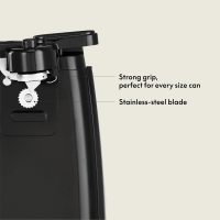BELLA Electric Can Opener and Knife Sharpener, Multifunctional Jar and Bottle Opener with Removable Cutting Lever and Cord Storage, Stainless Steel Blade, Black - Image 4