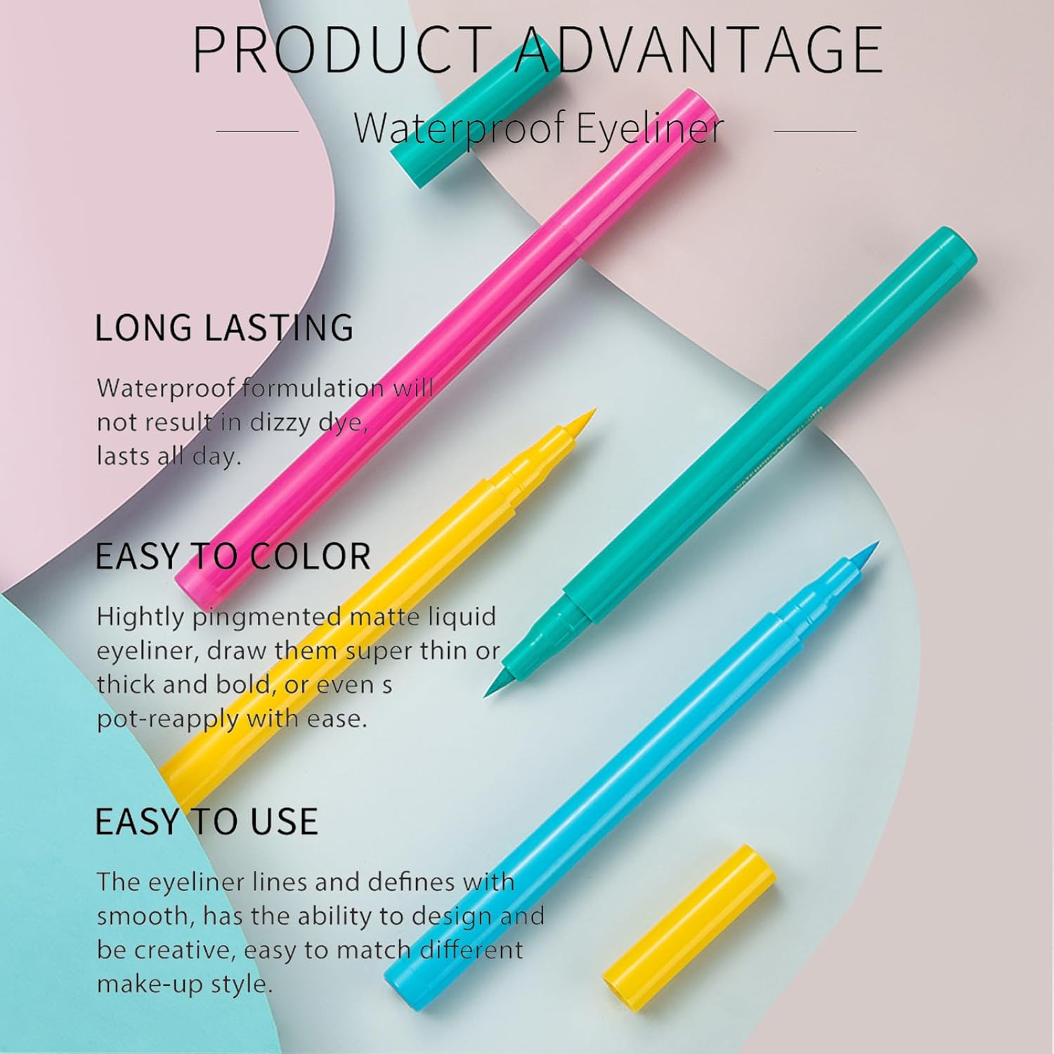 Liquid Eyeliner, Red Eyeliner Liquid, Long-lasting Colored Eyeliners, White Black Red Brown Green Purple Waterproof High-pigmented Colorful Eyeliners for Eye Makeup,1PC Red - Image 5