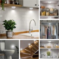 BLS Motion Sensor Light Indoor, LED Night Light Closet Lights, Under Cabinet Battery Powered Ceiling Lights, AA Battery Operated Stick on Wireless Puck Lights for Wall, Step, Stair, Dimmable (3 Pack) - Image 7