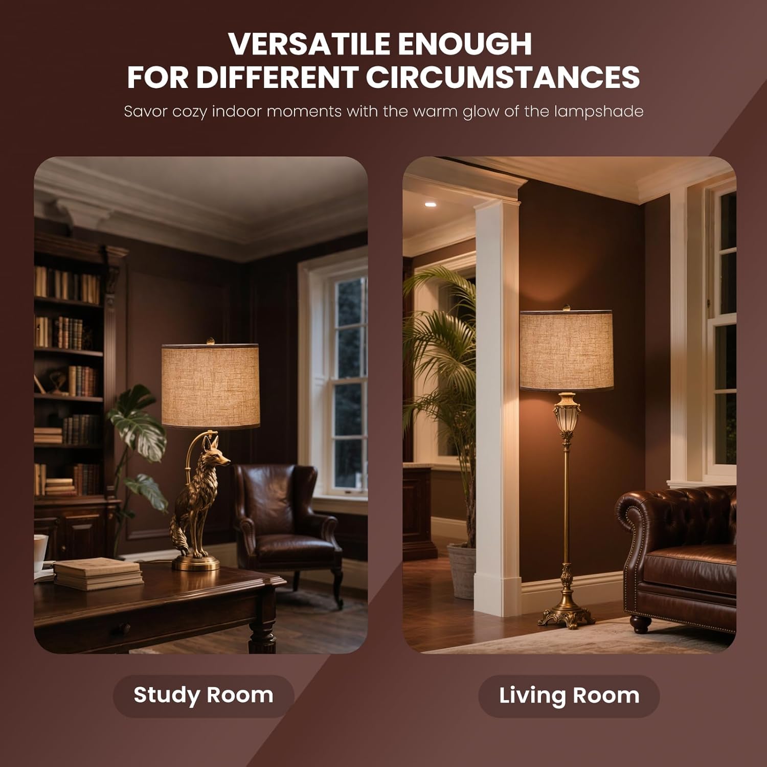 White lamp shades,linen lamp shade,lampshades set of 2 with 2 lamp shade harp,drum lamp shades for table lamps,15" Top X 15" Bottom X 12" H,Spider Fitter, Easy Assembly Required - Image 5