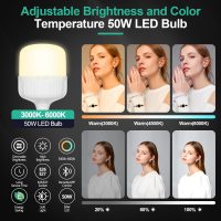 EMART Softbox Photography Lighting Kit, 16"x16" Pull Soft Box, 50W 3000K-6000K LED Bulb with Remote/APP Control, Professional Photoshoot Equipment for Studio Lights, Portrait, Video Recording(2 Pack) - Image 3