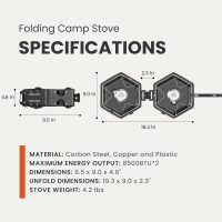 Propane 2 Burner Camping Stove with Carrying Bag, Portable Folding Gas Stove for Camping, Backpacking Camp Stove for Outdoor Cooking, With 17,000 BTU Adjustable Burners for BBQ, Tailgating Black - Image 3