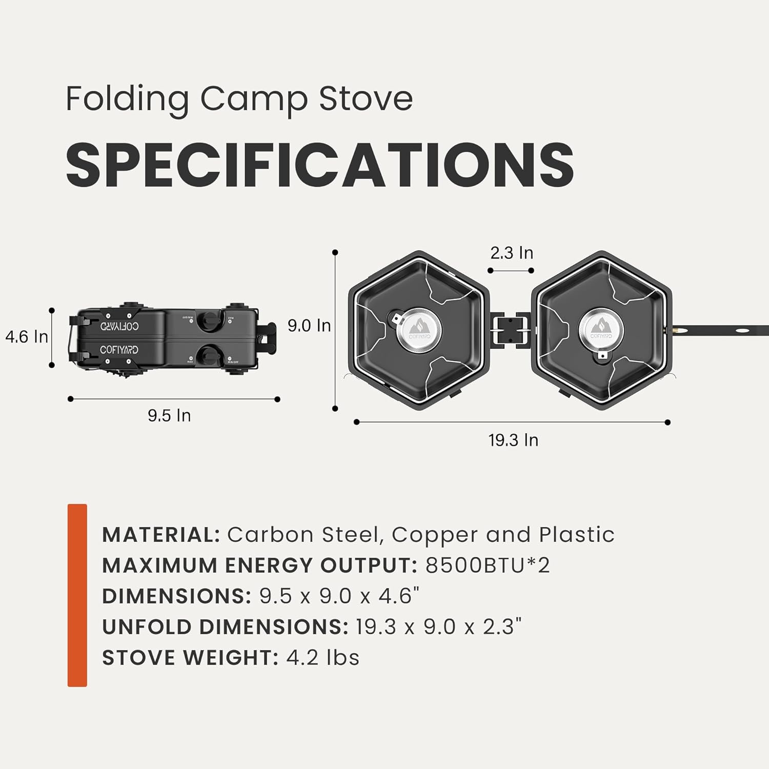 Propane 2 Burner Camping Stove with Carrying Bag, Portable Folding Gas Stove for Camping, Backpacking Camp Stove for Outdoor Cooking, With 17,000 BTU Adjustable Burners for BBQ, Tailgating Black - Image 3