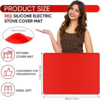 Stove Top Cover Silicone Electric Stove Cover 28 x 20 Inches Heat Resistant Cooktop Protector Stove Mat Protector Oven Cover for Kitchen Flat RV Range Stovetop Protector(Red) - Image 2