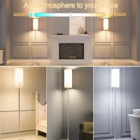 luckystyle LED Floor Lamp for Living Room, Dimmable Standing Lamps with Foot Switch,Remote Custom Color Temperature Silver Pole Lamp with Lampshade,12W Led Bulb Tall Lamps for Bedroom Office Kid Room - Image 3