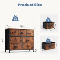 DUMOS Dresser for Bedroom with 7 Drawers, Storage Organizer Units Furniture, Chest Tower TV Stand with Fabric Bins, Metal Frame, Wooden Top for Nursery, Living Room, Bedroom, Closet, Brown - Image 3