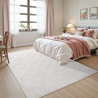 5x7 White Washable Shag Area Rug for Girls Bedroom, Modern Geometric Non Slip Living Room Rugs, Fluffy Soft Thick Carpet for Kids Room, Dorm, Office, and Home Decor - Image 2