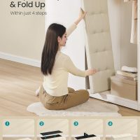 SONGMICS MAZIE Collection - 43 Inches Folding Storage Ottoman Bench, Ottoman Foot Rest, End of Bed Bench, Storage Chest, Load 660 lb, for Living Room, Bedroom, Entryway, Cream White ULSF77BE - Image 6