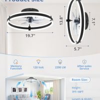 ZMISHIBO Ceiling Fans with Lights and Remote, 19.7'' Low Profile Ceiling Fan, 3000-6000K Dimmable Modern Flush Mount LED Fan Light, 6 Wind Speeds, Black Fandelier Ceiling Fans for Bedroom - Image 6