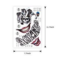 4 Sheets Joker Tattoos, BASUWU Large-Size Waterproof Halloween Fake Tattoos - All Versions - Look Real and Last Long, Perfect for Men Women Halloween Cosplay Masquerade Party Makeup (Joker, 4PCS) - Image 2