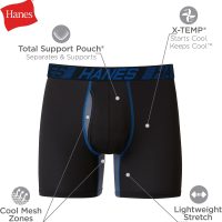 Hanes Men's Anti-Chafing Underwear, 3 Pairs, Cool & Breathable Cotton Pouch Underwear, Moisture-Wicking Boxer Briefs - Image 5
