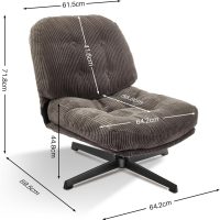 Redlife Criss Cross Chair No Wheels Corduroy Swivel Accent Chair Comfy Lounge Chairs Armless Wide Lazy Upholstered Chairs for Bedroom Living Room Reading Room (Coffee) - Image 2