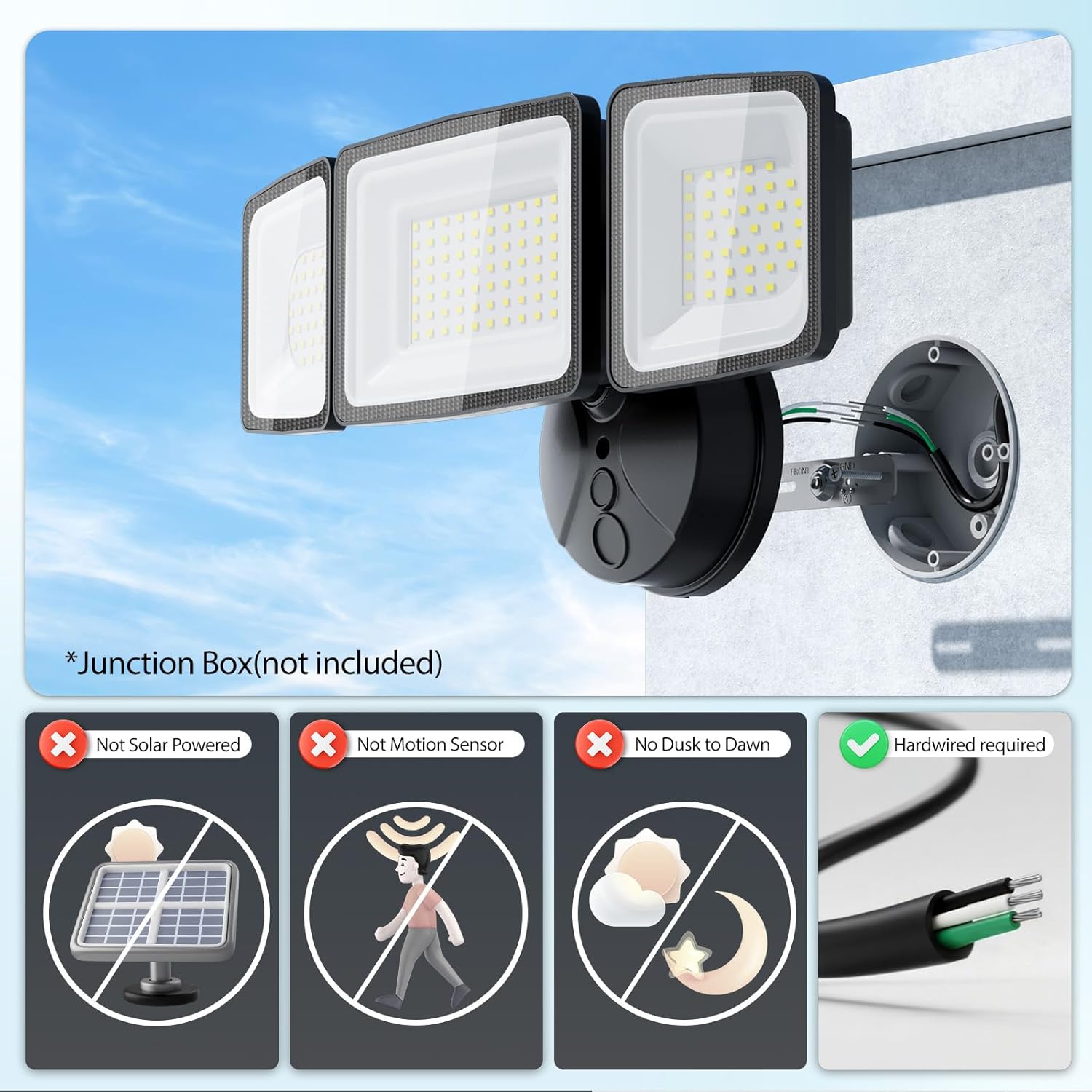 Onforu 130W LED Security Light, 13000LM Outdoor Indoor Flood Light Switch Controlled, IP65 Waterproof LED Exterior Floodlight, 6500K White Wall Mount Security Lighting for Entryway,Garage,Yard,Eave - Image 2