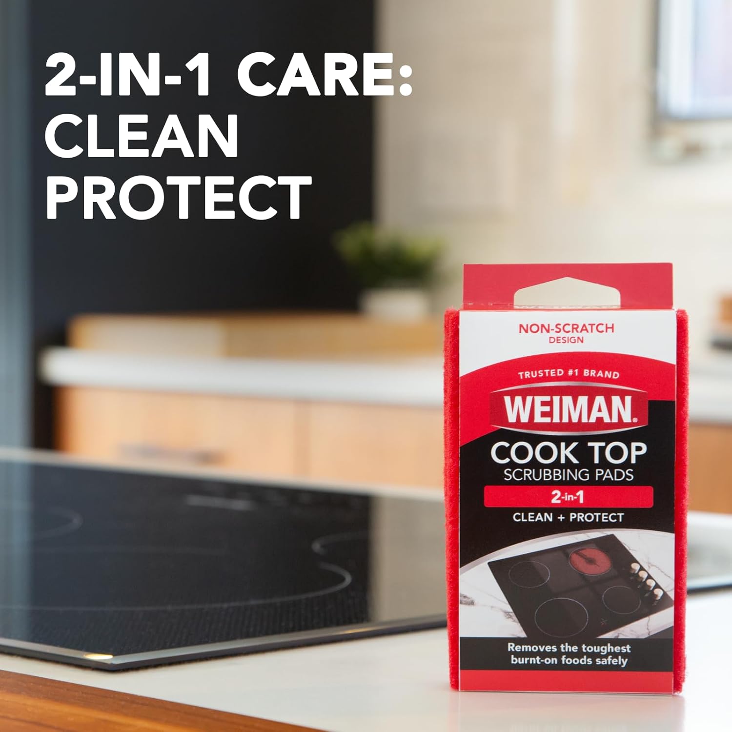 Weiman Ceramic and Glass Cooktop Cleaner - Heavy Duty Cleaner and Polish (10 Ounce Bottle and 3 Scrubbing Pads) - Image 3