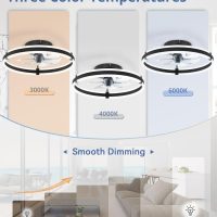 ZMISHIBO Ceiling Fans with Lights and Remote, 19.7'' Low Profile Ceiling Fan, 3000-6000K Dimmable Modern Flush Mount LED Fan Light, 6 Wind Speeds, Black Fandelier Ceiling Fans for Bedroom - Image 2