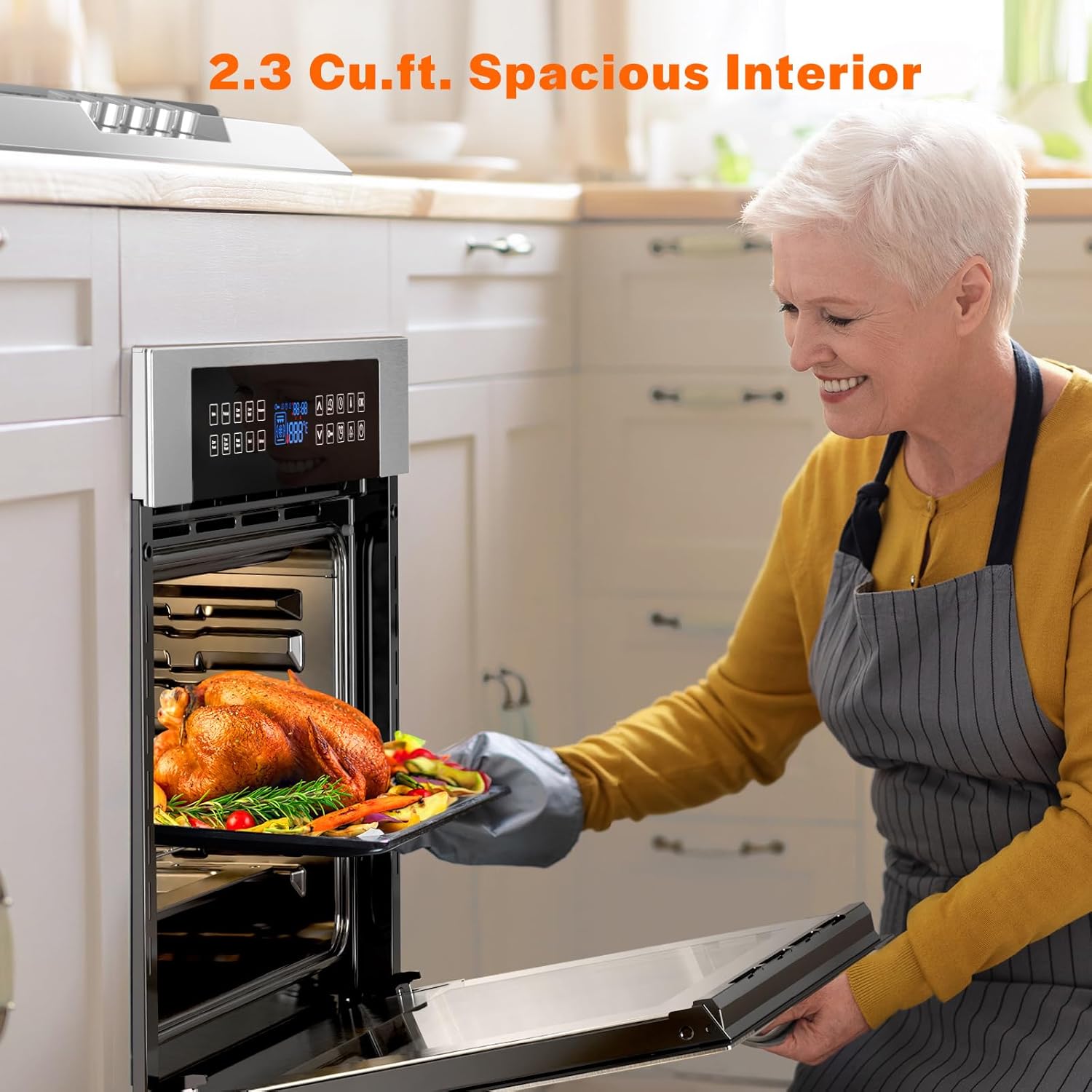 Empava 24" 10 Cooking Functions W/ Rotisserie Electric LED Digital Display Touch Control Built-in Convection Single Wall Oven EMPV-24WOC02 - Image 5