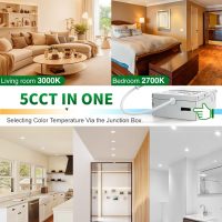 zouzai 12 Pack 4 Inch 5CCT Ultra-Thin LED Recessed Ceiling Light with Junction Box, 2700K/3000K/3500K/4000K/5000K Selectable, 9W Eqv 80W, Dimmable, led can Lights - ETL and Energy Star Certified - Image 2