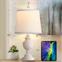 PARTPHONER Retro Table Lamps Set of 2, Bedside Lamp for Bedroom Rustic Farmhouse Table Lamps for Living Room, 22" Vintage Nightstand Lamps with White Shades, White - Image 3